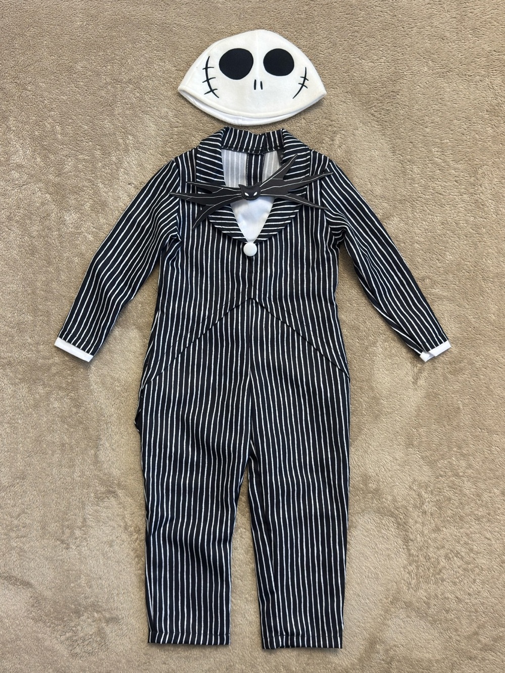 Disney Jack Skellington Pinstripe One-Piece Footie in Black & White 3T